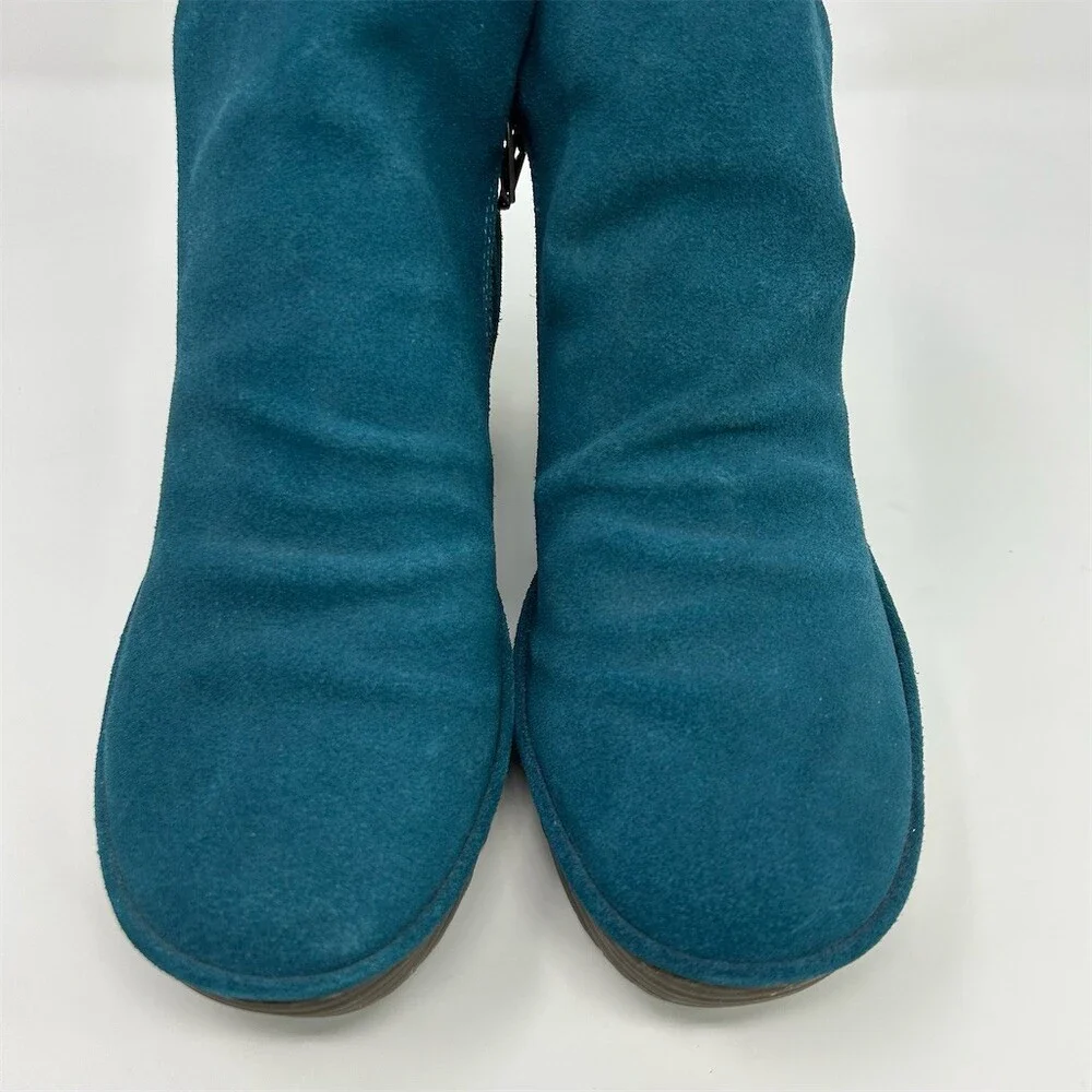 Fly London Yip Womens Ankle Booties Teal Blue Wedge Side Zip Lug Sole Size 39 - Picture 6 of 13